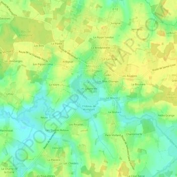 Topografische Karte Les Courtelets, Höhe, Relief