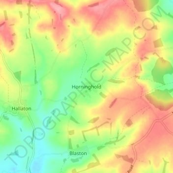 Topografische Karte Horninghold, Höhe, Relief