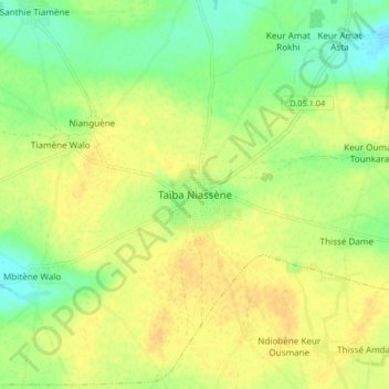 Topografische Karte Taïba Niassène, Höhe, Relief
