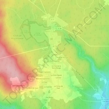 Topografische Karte La Volée, Höhe, Relief