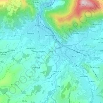 Topografische Karte Hirueta, Höhe, Relief