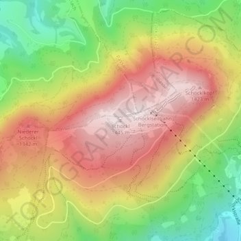 Topografische Karte Schöckl, Höhe, Relief