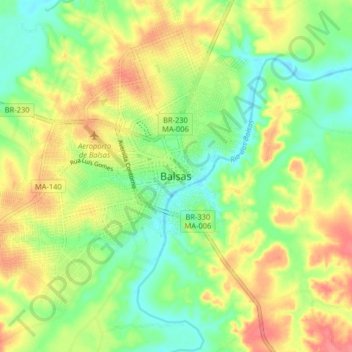 Topografische Karte Balsas, Höhe, Relief