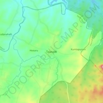 Topografische Karte Talavadi, Höhe, Relief