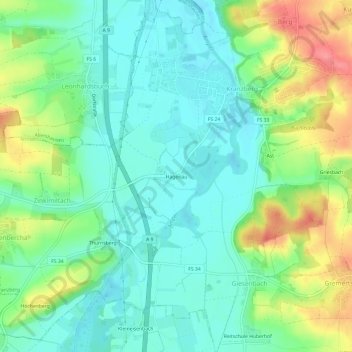 Topografische Karte Hagenau, Höhe, Relief