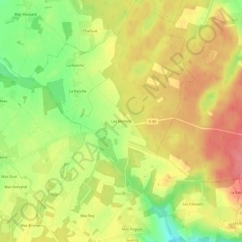 Topografische Karte Les Mottets, Höhe, Relief