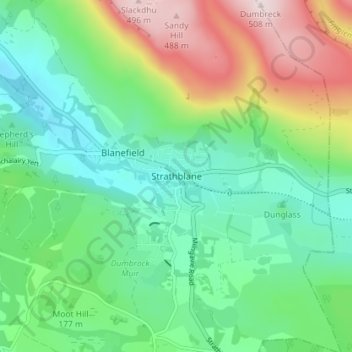 Topografische Karte Strathblane, Höhe, Relief