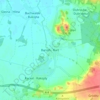 Topografische Karte Baruth, Höhe, Relief