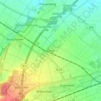 Topografische Karte Elsig, Höhe, Relief