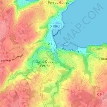 Topografische Karte Traou Guillou, Höhe, Relief