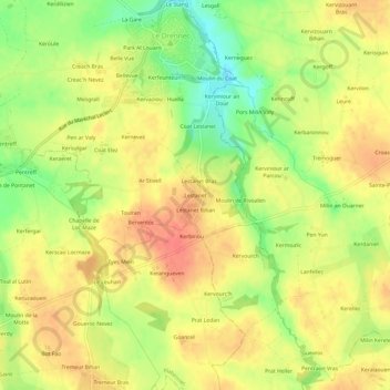 Topografische Karte Lestanet, Höhe, Relief
