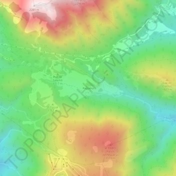 Topografische Karte Peguera, Höhe, Relief