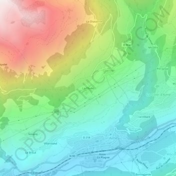 Topografische Karte La Thuile, Höhe, Relief