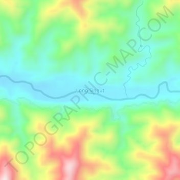 Topografische Karte Long Singut, Höhe, Relief