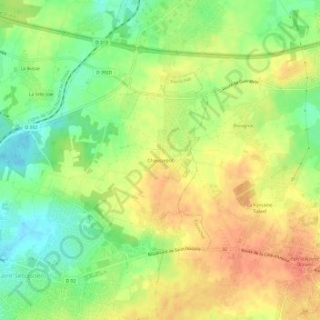 Topografische Karte Chaussepot, Höhe, Relief