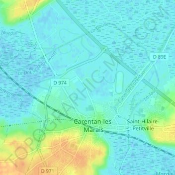 Topografische Karte Blactot, Höhe, Relief