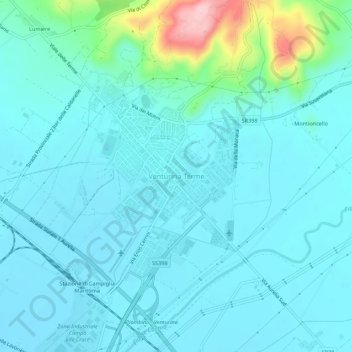 Topografische Karte Venturina Terme, Höhe, Relief
