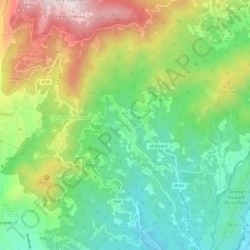 Topografische Karte Campo Canavese, Höhe, Relief