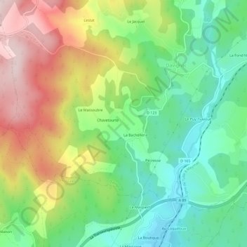 Topografische Karte La Mongie, Höhe, Relief