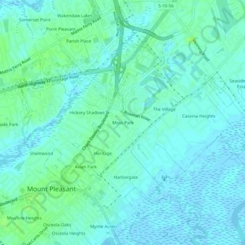 Topografische Karte Moss Park, Höhe, Relief