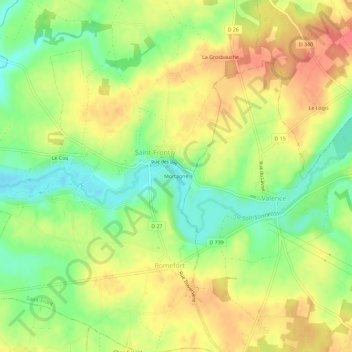 Topografische Karte Mortagne, Höhe, Relief