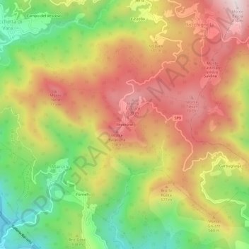 Topografische Karte Beverone, Höhe, Relief