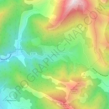 Topografische Karte Grimone, Höhe, Relief