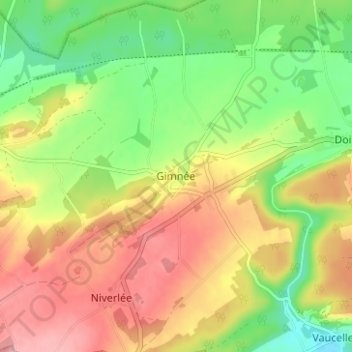 Topografische Karte Gimnée, Höhe, Relief