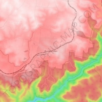 Topografische Karte Bundanoon, Höhe, Relief