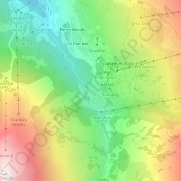 Topografische Karte Les Déserts, Höhe, Relief