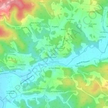 Topografische Karte Le Peyrat, Höhe, Relief