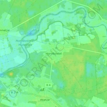 Topografische Karte Hornbostel, Höhe, Relief