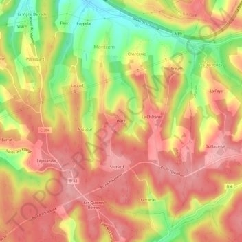 Topografische Karte Pratz, Höhe, Relief
