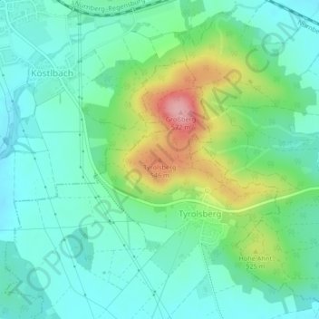 Topografische Karte Tyrolsberg, Höhe, Relief