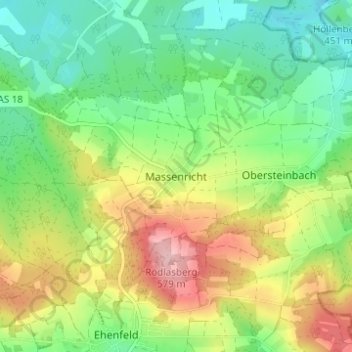 Topografische Karte Massenricht, Höhe, Relief