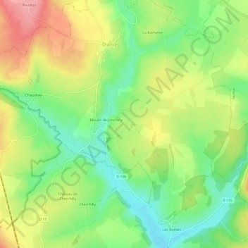 Topografische Karte Jonchery, Höhe, Relief