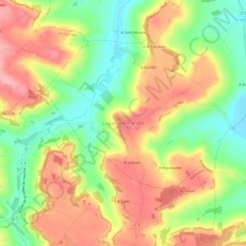 Topografische Karte Lagarde-Fimarcon, Höhe, Relief