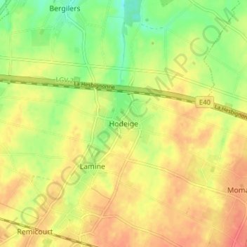 Topografische Karte Hodeige, Höhe, Relief