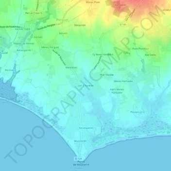 Topografische Karte Len C'hanked, Höhe, Relief