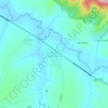 Topografische Karte Jaranápolis/ Três Ranchos, Höhe, Relief