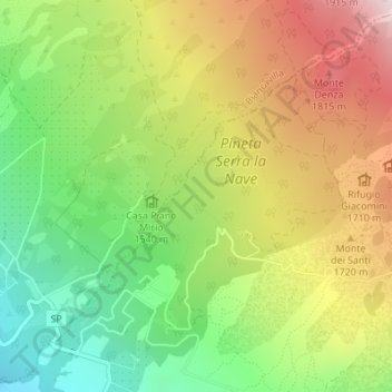 Topografische Karte Milia, Höhe, Relief