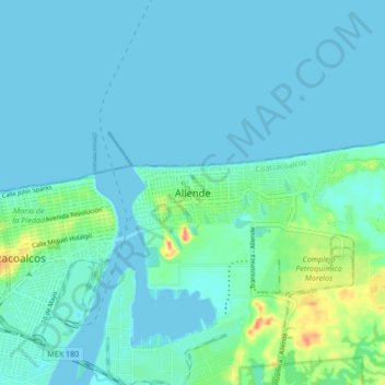 Topografische Karte Allende, Höhe, Relief