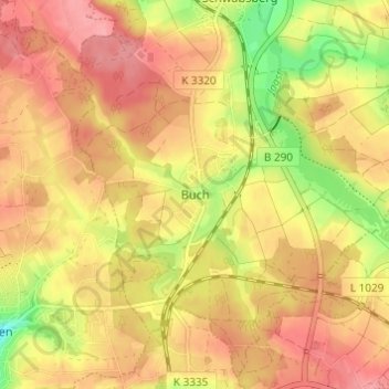 Topografische Karte Buch, Höhe, Relief