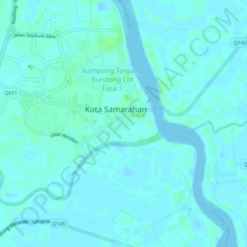 Topografische Karte Kampung Muara Tuang, Höhe, Relief