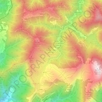 Topografische Karte Acquafredda Superiore, Höhe, Relief
