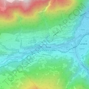 Topografische Karte Stampfle, Höhe, Relief