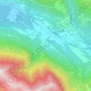 Topografische Karte Grona, Höhe, Relief