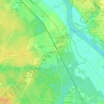 Topografische Karte Lataste Sud, Höhe, Relief
