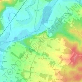 Topografische Karte Les Faures, Höhe, Relief