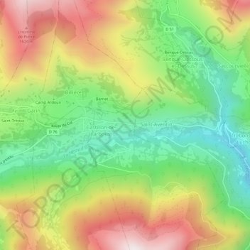 Topografische Karte Plan Redon, Höhe, Relief